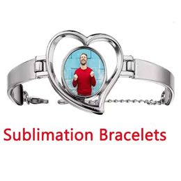 Bangles Shape Sublimation 2022 Favour Heart Zinc Alloy Adjustable Bracelets Blank DIY Wrist Jewellery Round Chain Charm Ornaments XU