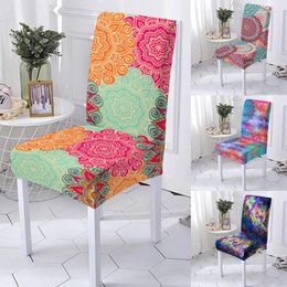 Chair Covers Elastic Mandala Print Cover Dining Room Spandex Slipcover Protector Stretch Kitchen Seat El Banquet Decor