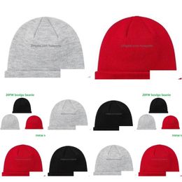 Beanies 20Fw Black Red Grey Beanie Winter Knitted Sklcap Adt Casual Hip Hop Hat Women Men Acrylic Cap Unisex Solid Color Keep Warm D Dhe6P