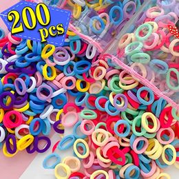 Hair Accessories 100/200Pcs childrens nylon elastic headband girls rubber band childrens grab hair tie clip with baby hair accessories d240514