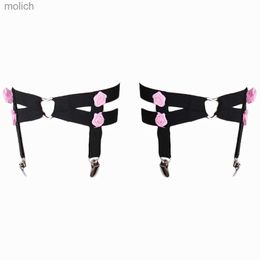 Garters Pink Kawaii Leg Pendant Flower Wedding Binding Socks Pendant Black Gothic Clip Body Pendant Womens Sexy Underwear Strap WX