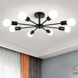 Chandeliers Modern Chandelier Restaurant Black Living Room Suspended Ceiling Light Iron E27 Home Decoration