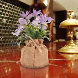 Decorative Flowers 2 Pcs Sack Of Lavender Imitated Orchid Bonsai Fake Plants Green Vase Potted Decor Greenery