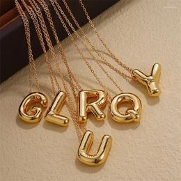 Pendant Necklaces A-Z Gold Colour Chunky Alphabet Balloon Bubble Initial Letter Necklace For Women Men Charm Collar Jewellery