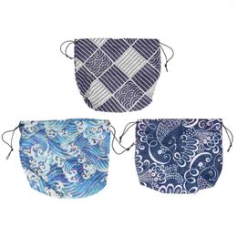 Dinnerware 3pcs Portable Lunch Tote Bag Practical Drawstring Bento Pouch Storage For Outdoor