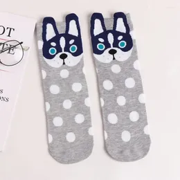 Women Socks Men Funny Cartoon Puppy Dog Harajuku 3D Animal Ears Polka Dot Print Breathable Cotton Tube Hosiery
