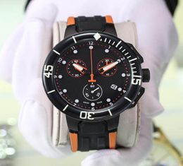 Montre de luxe Luxury Mens Watch Quartz Movement Chronograph Black Dial Rubber Strap Wristwatches mens designer watches reloj de l4538122