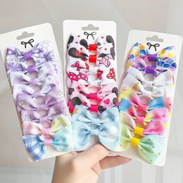 Hair Accessories 8PCS/Set Baby Girl Print Grosgrain Ribbon Hair Bows Hair Clips for Children Kids Headwear DIY Hair Accessories Best Gifts