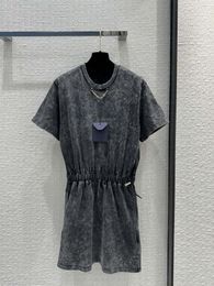Spring/Summer New Tie Dyed Grey Cotton Dress