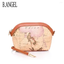 Shoulder Bags Waterproof Retro World Small Map Bag Women's Leather Fashion Messenger Travel Style Clutch