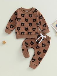 Clothing Sets Adorable Baby Boy S Bear Print Sweatshirt And Sweatpants Set With Long Sleeves Elastic Waist - Perfect Infant Clothes For