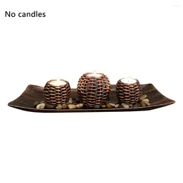 Candle Holders Easy Use Ornament Rattan Design Durable Festive Reusable Rustic Birthday Gift Candlescape Set Holder Desktop Resin Craft