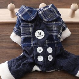 Dog Apparel British Style Pet Clothes Plaid Jumpsuits For Dogs Clothing Fashion Small Casual Soft Autumn Winter Boy Girl Products