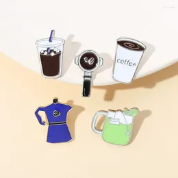Brooches 5 Pcs Fashion Coffee Maker Brooch Badge Milk Tea Cup Pin Clothespin Bag Backpack Accessories