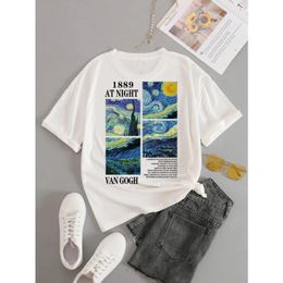 Plus Size Tshirt Fashion Top Tees Female Vincent Van Gogh Harajuku Aesthetic T Shirt Oil Painting Ullzang Funny 240510