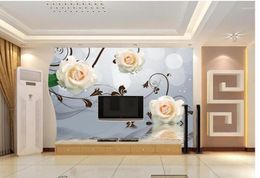 Wallpapers Wallpaper Murals Flowers Rose Reflection Living Room TV Backdrop Bedroom 3d Po Home Decoration