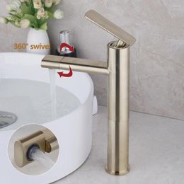 Bathroom Sink Faucets PRO Luxury Brushed Gold Faucet Basin 360 Degree Swivel Countertop Mixer Water Taps