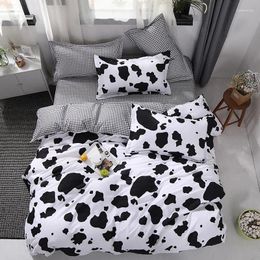 Bedding Sets Cow Black White Grid Print Bed Cover Set Kids Boy Duvet Adult Child Sheets And Pillowcases Comforter