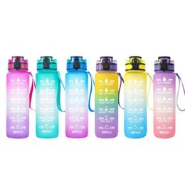 1000ml Outdoor Water Bottle with Straw Sports Bottles Hiking Camping Plastic drink bottle BPA Colourful Portable Plastic Water9698509