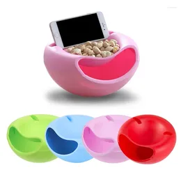 Plates Lazy Snack Bowl Plastic Double-layer Storage Box Fruit And Mobile Phone Bracket Chase Artefact Too