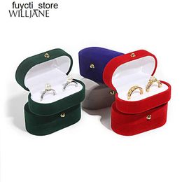 Storage Boxes Bins Wedding ring packaging box earring holder velvet engagement couple ring Valentines Day gift double ring storage display box S24513