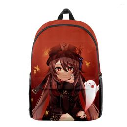 Backpack 3D Genshin Impact HuTao Children Boys Girls Schoolbag Fabric Oxford School Bag High Capacity Teenager Travel