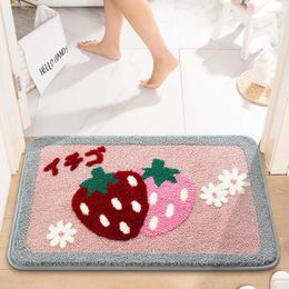 Carpets Strawberry Carpet Pink Rug Girl Cute Bath Anime Entrance Door Mat Bedroom Floor Bathroom Non-slip