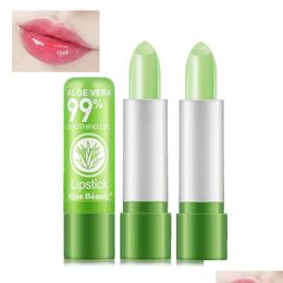 Lip Balm Aloe Vera Long Lasting Nutritious Green Lipstick Lips Moisturizer Magic Temperature Color Change Lipp Makeup Drop Delivery He Otynv