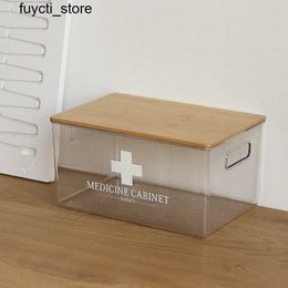 Storage Boxes Bins Medical box home decoration bamboo cover medical storage box medical first aid box medical solid color bedroom S24513