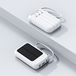 Wholesale comes with four lines of 20000mAh solar power bank, large capacity shared mini portable mobile power supply suitable for iphone , Huawei, Samsung, Xiaomi