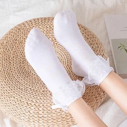 Women Socks Girl Bow Knot Cotton Breathable Lace Ruffle Princess Ankle Sock Short