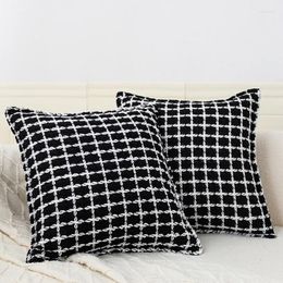 Pillow Light Luxury Cover Simple Modern Black And White Woven 45x45cm For Living Room Chair Sofa Decorative