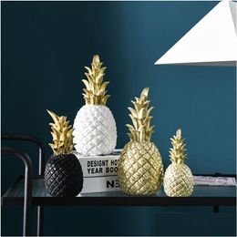 Decorative Objects Figurines Nordic Pineapple Desktop Ornaments Creative Fruit Shape Living Room Decor Gift Home Decoration Access Dhcto