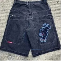 Men Shorts Designer y2k Retro Gothic Pattern Printed JNCO Denim Style Hip Hop Bag Summer Mens Beach Jeans Gym Man Outfit