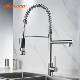 Kitchen Faucets Accoona Faucet Tap Stainless Steel Spring Swivel Spout Vessel Sink Mixer Pull Out A5490-2