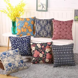 Pillow 45x45cm Vintage Retro Geometry Printed Home Chair Cover Cotton Linen Decorative Pillows For Sofa