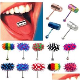 Tongue Rings Modrsa 1Piece Hip Hop Rubber Vibrating Tongue Ring 1.6185Mm Stainless Steel Barbell Piercing Punk Unisex Body Jewelry F J Dhqcw