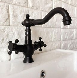 Kitchen Faucets Black Finish Retro Brass 1 Hole Deck Mount Bathroom Sink Vessel Faucet Cold Mixer Water Tap Dnf360