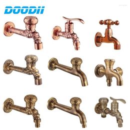 Bathroom Sink Faucets Carved Wall Mount Brass Antique Garden Faucet One In Two Out Washing Machine Mop Pool Outdoor Taps Doodii