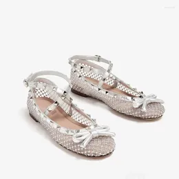 Casual Shoes European And American Fashion Sexy Rivet Lace Sandals 2024 Women's Retro Flat Mary Jane Single Dance