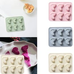 Baking Moulds 6 Cavities Baby Feet Shape Fondant Mold Silicone DIY Muffin Chocolate Cake Biscuit Jelly Soap Mould Beige