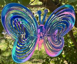 Butterfly Wind Spinner ABS Wind Catcher Love Rotating Wind Chime Butterfly Reflective Scarer Hanging Ornament Garden Decoration Y07020680