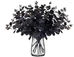 Decorative Flowers Zinnia Artificial 14PCS Black Halloween Decor Branches Stems Table Centerpieces Indoor Long
