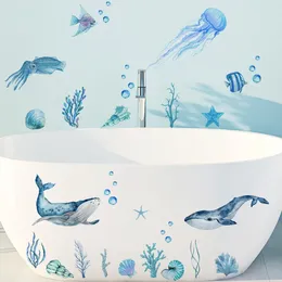 Bath Mats 1 Set Of Kids Bedroom Wall Sticker Marine Animal Pattern Decals Bathtub Stickers Self-adhesive