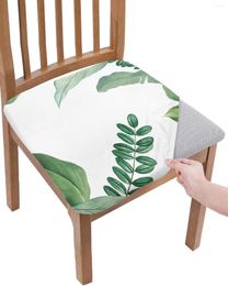 Chair Covers Nordic Green Leaves Tropical Plant White Elastic Seat Cover For Slipcovers Dining Room Protector Stretch