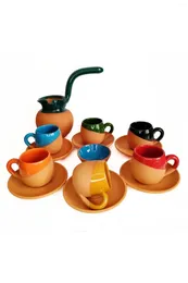 Cups Saucers Amazing Turkish Greek Arabic Coffee & Espresso Cup Set Soil Pot Delighty (Round Handmade)