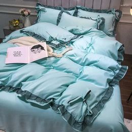 Bedding Sets BBSET Duvet Cover Set Korean Princess Style 3/4PCS King Size Comforter Bed Sheets And Pillowcases