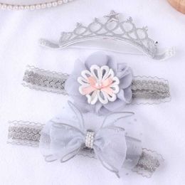 Hair Accessories 3Pcs/set Lace Bow Baby Headband Turban Korean Flower Crown Hair Bands for Girls Pink Princess Headwear Kids Hair Accessories