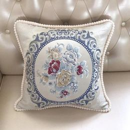 Pillow European Classic Cover Floral Bird Embroidery Case 48x48cm Luxury For Sofa Bed Living Room Home Decoration