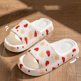 Slippers Trend Summer Love Pattern Ladies Home Shoes Non-slip Cosy Slides Lithe Outdoors Seabeach Sandals For Women Flip Flops H240514